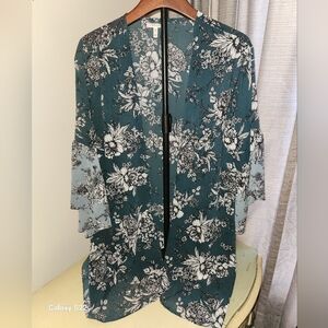 Maurices Teal Floral Kimono